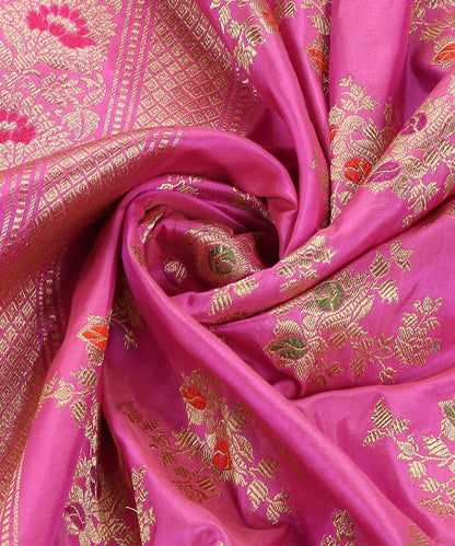 Pink_Handloom_Pure_Katan_Silk_Banarasi_Dupatta_With_Meenakari_WeaverStory_05