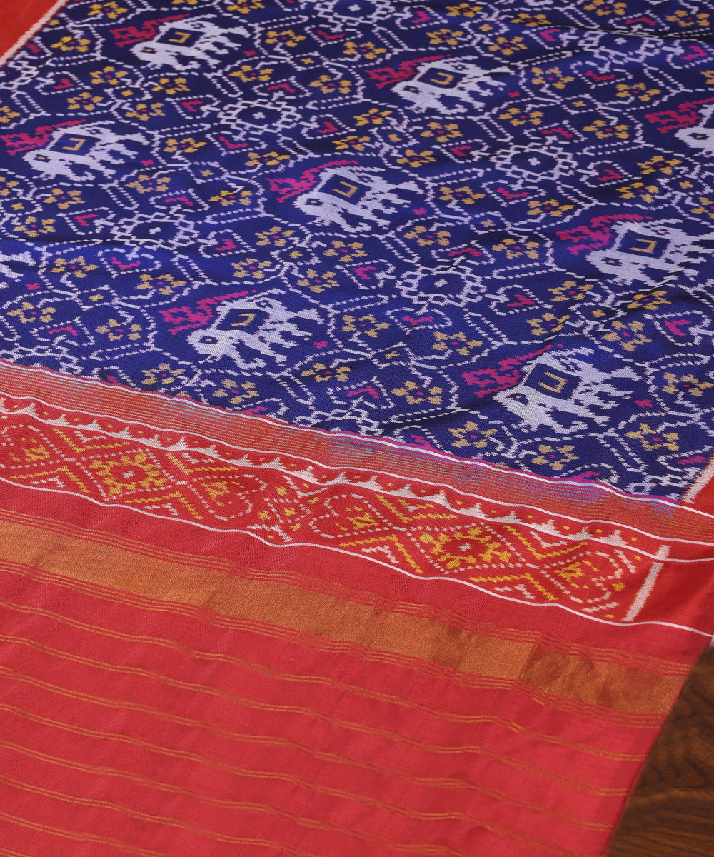 Blue_Handloom_Pure_Mulberry_Silk_Ikat_Patola_Dupatta_WeaverStory_02