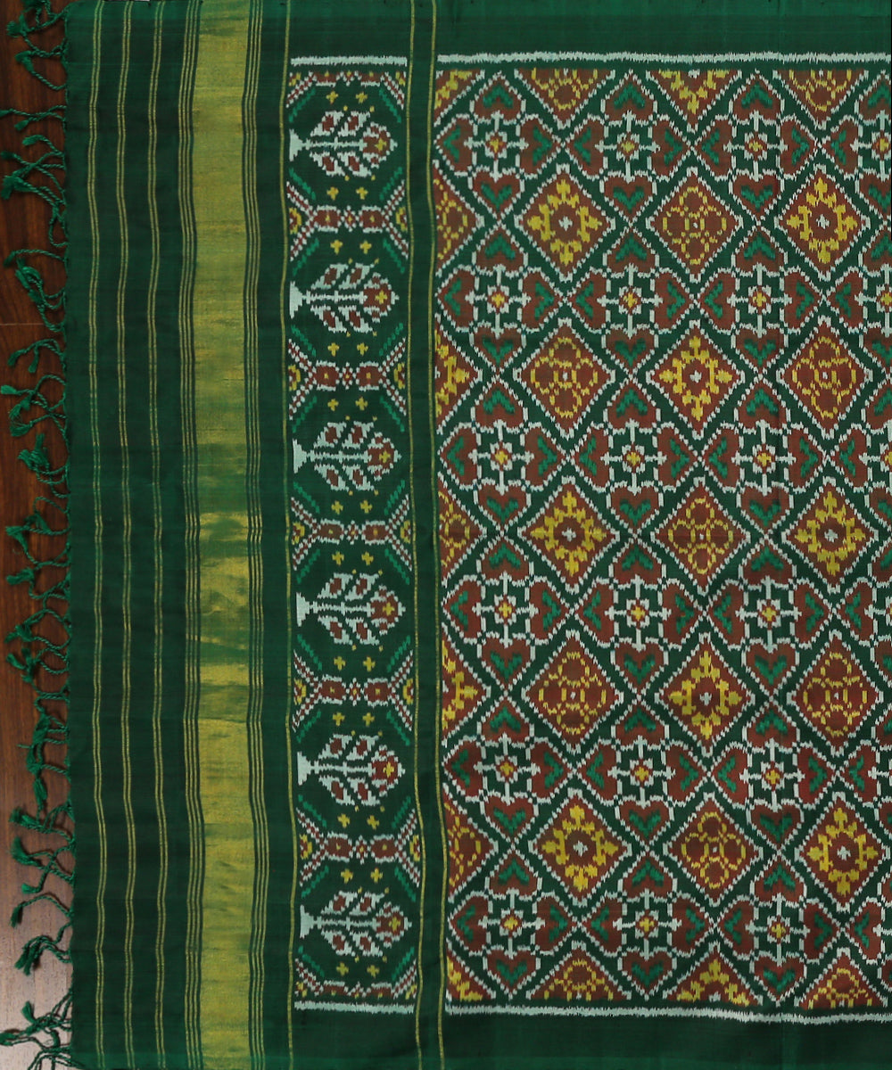 Dark_Green_Handloom_Pure_Mulberry_Silk_Ikat_Patola_Dupatta_WeaverStory_02