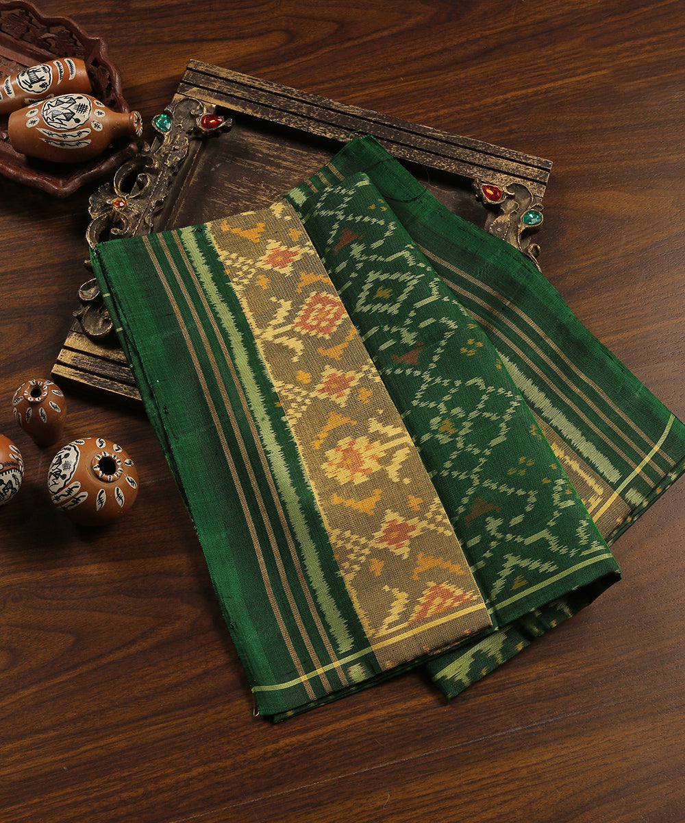 Handloom_Dark_Green_Pure_Mulberry_Silk_Ikat_Patola_Dupatta_WeaverStory_01