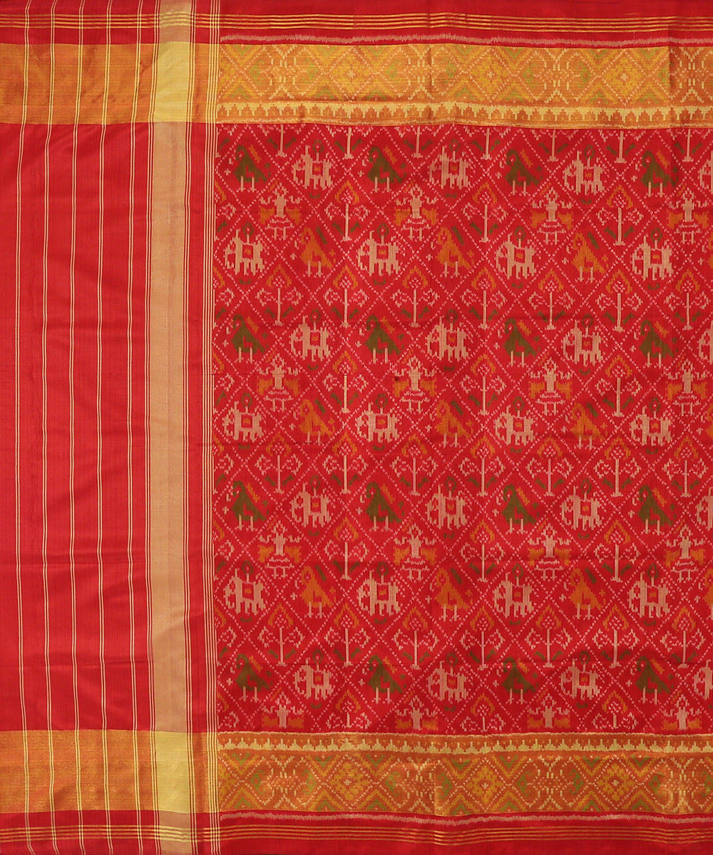 Red_Handloom_Pure_Mulberry_Silk_Ikat_Patola_Dupatta_WeaverStory_02