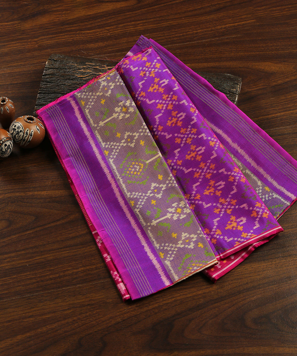 Handloom_Hot_Pink_Pure_Mulberry_Silk_Dupatta_With_Tissue_Border_WeaverStory_01