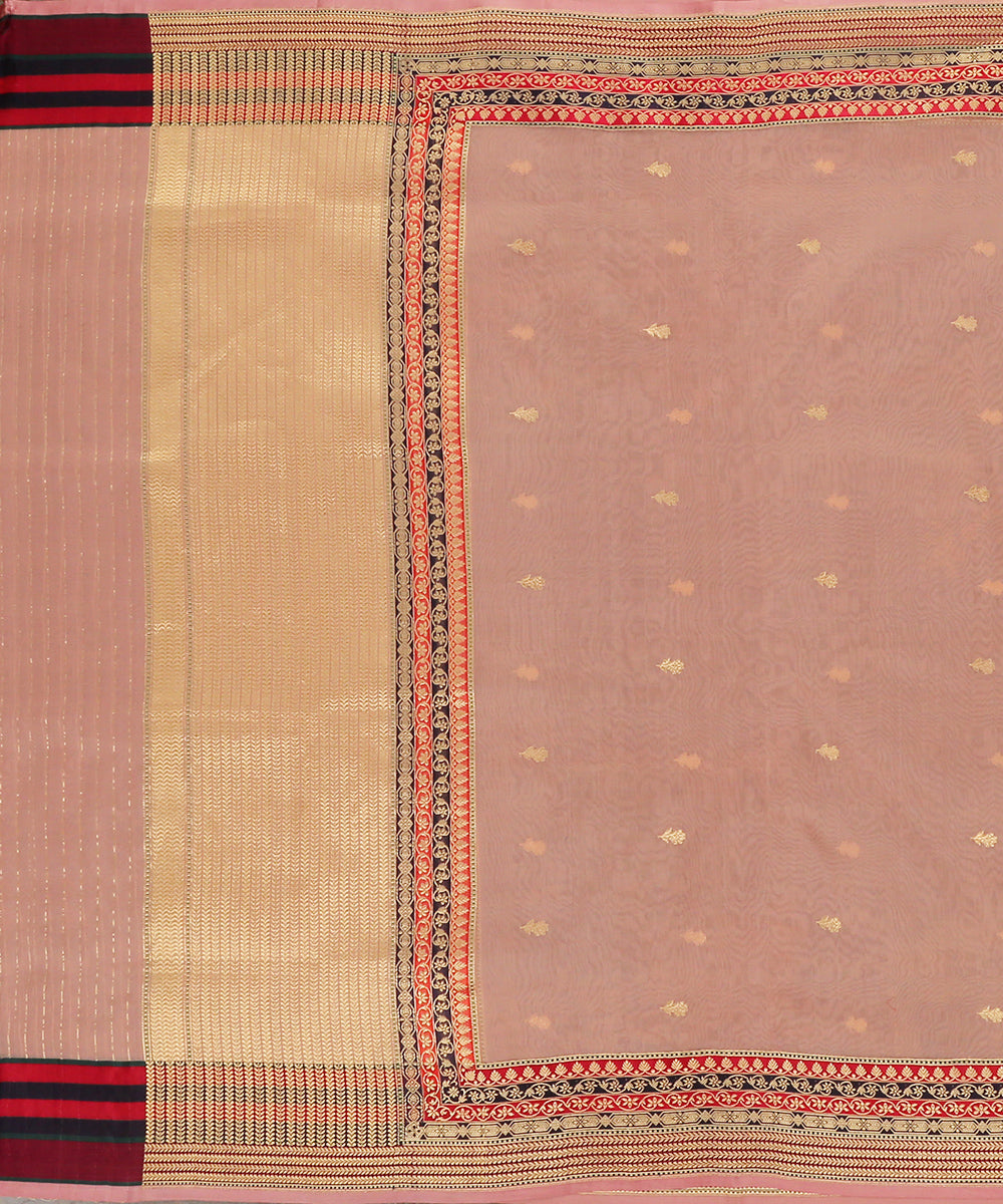 Peach_Handloom_Kora_Silk_Banarasi_Dupatta_With_Multicolor_Meenakari_Border_WeaverStory_02