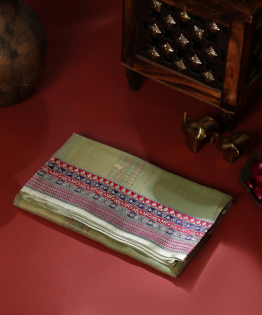 Handloom_Mint_Green_Kora_Silk_Banarasi_Dupatta_With_Multicolor_Meenakari_Border_WeaverStory_01