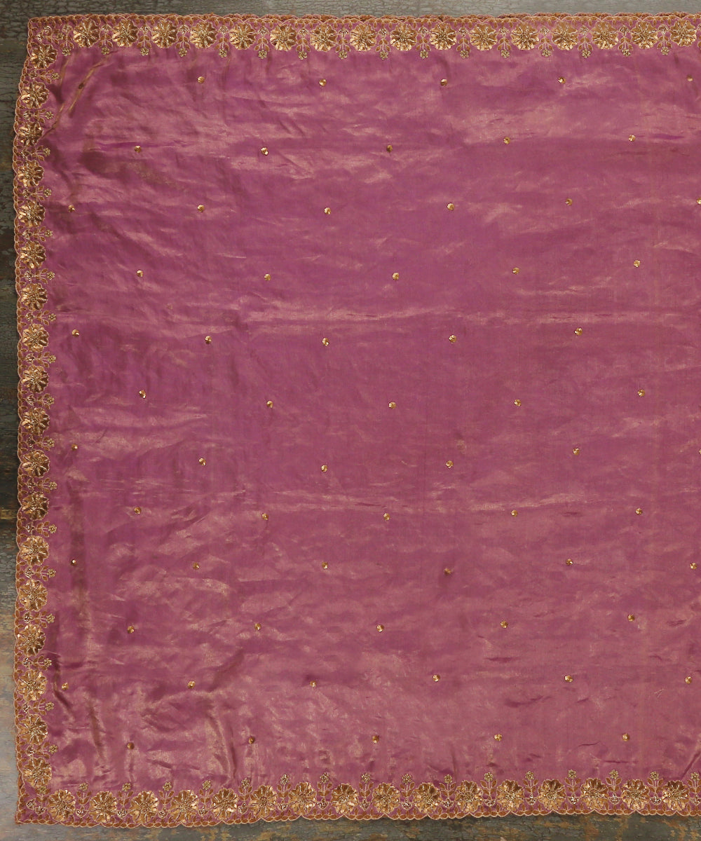 Handloom_Purple_And_Gold_Tissue_Banarasi_Dupatta_With_Embroidered_Scalloped_Border_WeaverStory_02