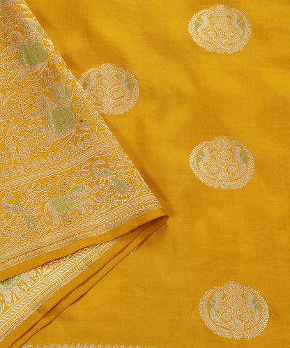 Mustard_Handloom_Pure_Katan_Silk_Banarasi_Dupatta_Shikargah_Meenakari_Border_WeaverStory_04