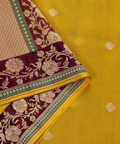 Yellow_Handloom_Pure_Kora_Silk_Banarasi_Dupatta_With_Multicolor_Meenakari_Border_WeaverStory_04
