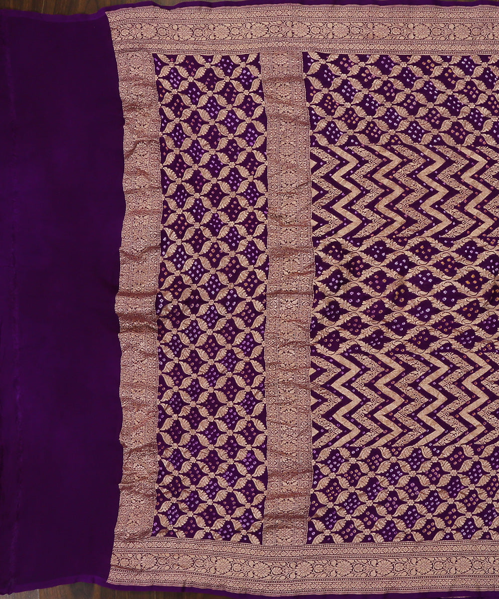 Handloom_Purple_Pure_Georgette_Banarasi_Bandhej_Dupatta_With_Cutwork_Jaal_WeaverStory_02