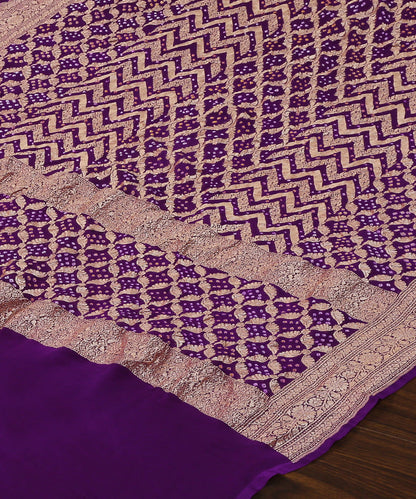 Handloom_Purple_Pure_Georgette_Banarasi_Bandhej_Dupatta_With_Cutwork_Jaal_WeaverStory_03