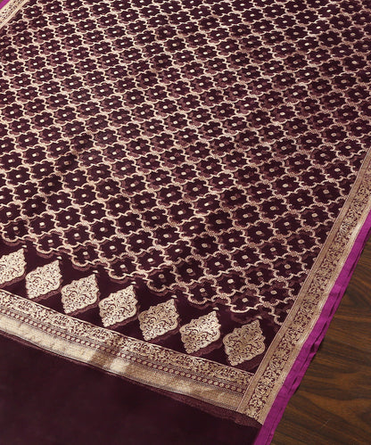 Purple_Handloom_Pure_Organza_Banarasi_Dupatta_With_Cutwork_Jaal_WeaverStory_03