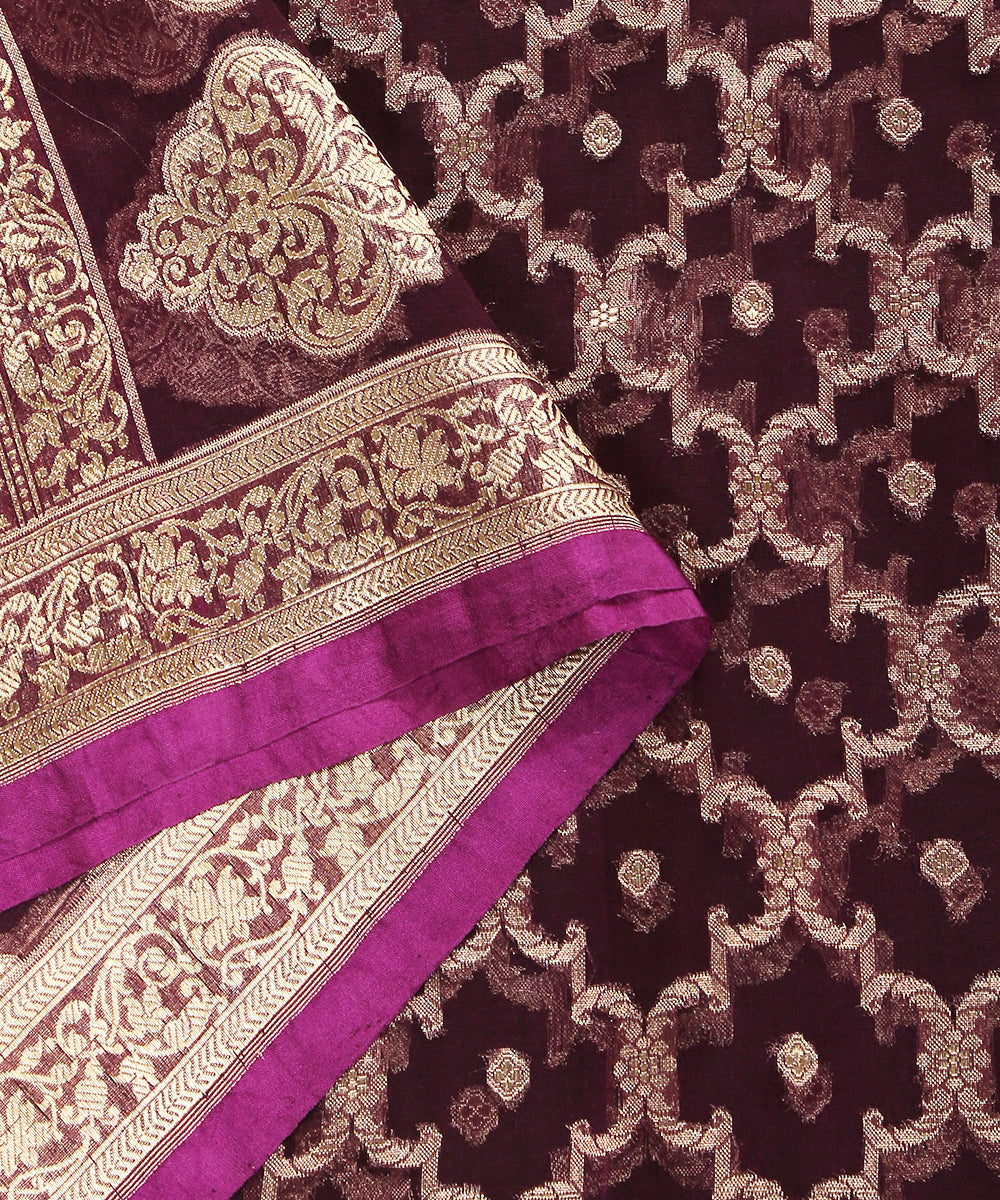 Purple_Handloom_Pure_Organza_Banarasi_Dupatta_With_Cutwork_Jaal_WeaverStory_04