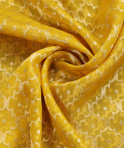 Handloom_Yellow_Pure_Organza_Banarasi_Dupatta_With_Cutwork_Jaal_WeaverStory_05