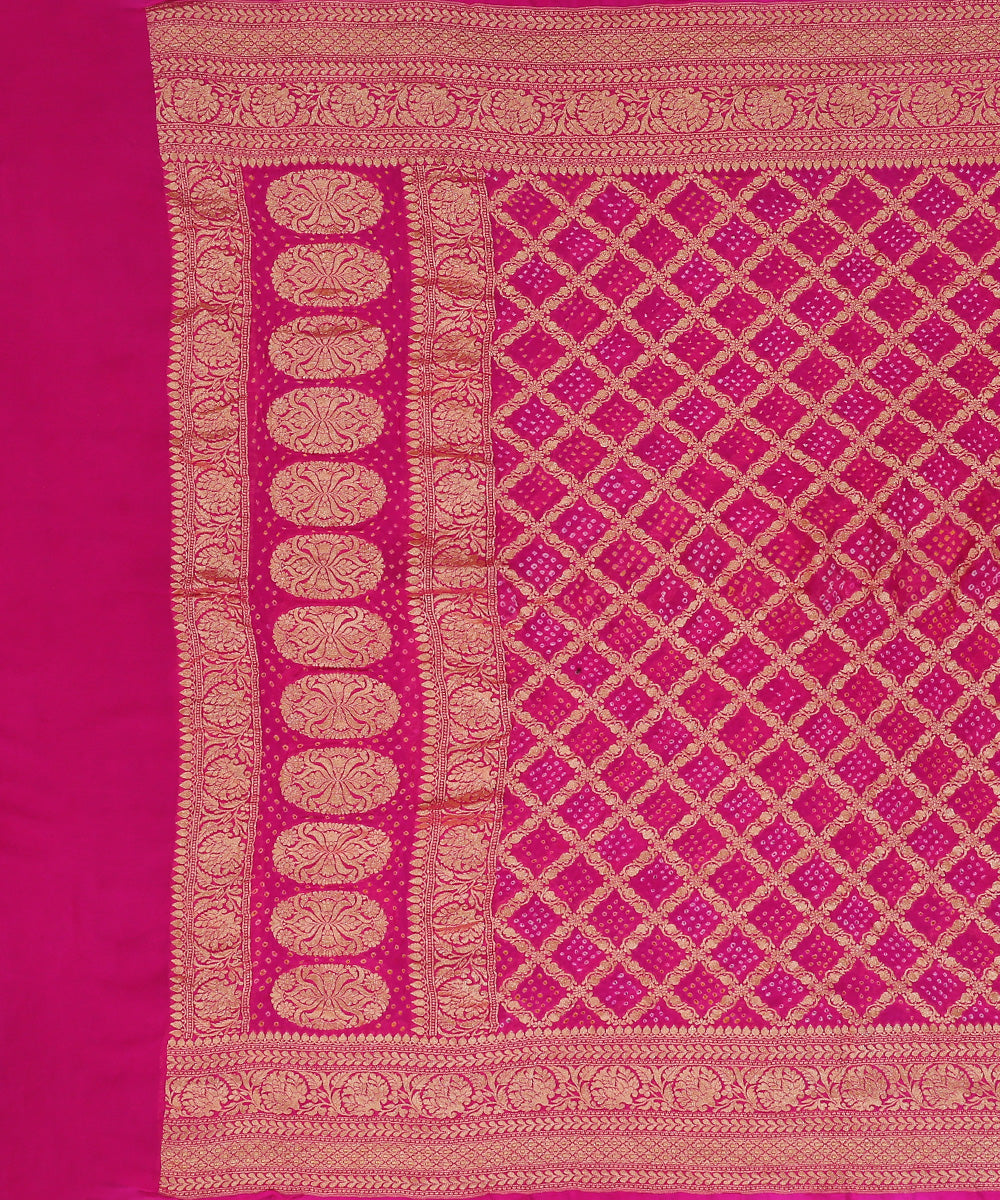 Rani_Pink_Handloom_Pure_Georgette_Banarasi_Bandhej_Dupatta_With_All_Over_Cutwork_Jaal_WeaverStory_02