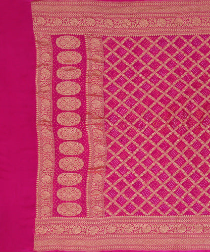 Rani_Pink_Handloom_Pure_Georgette_Banarasi_Bandhej_Dupatta_With_All_Over_Cutwork_Jaal_WeaverStory_02