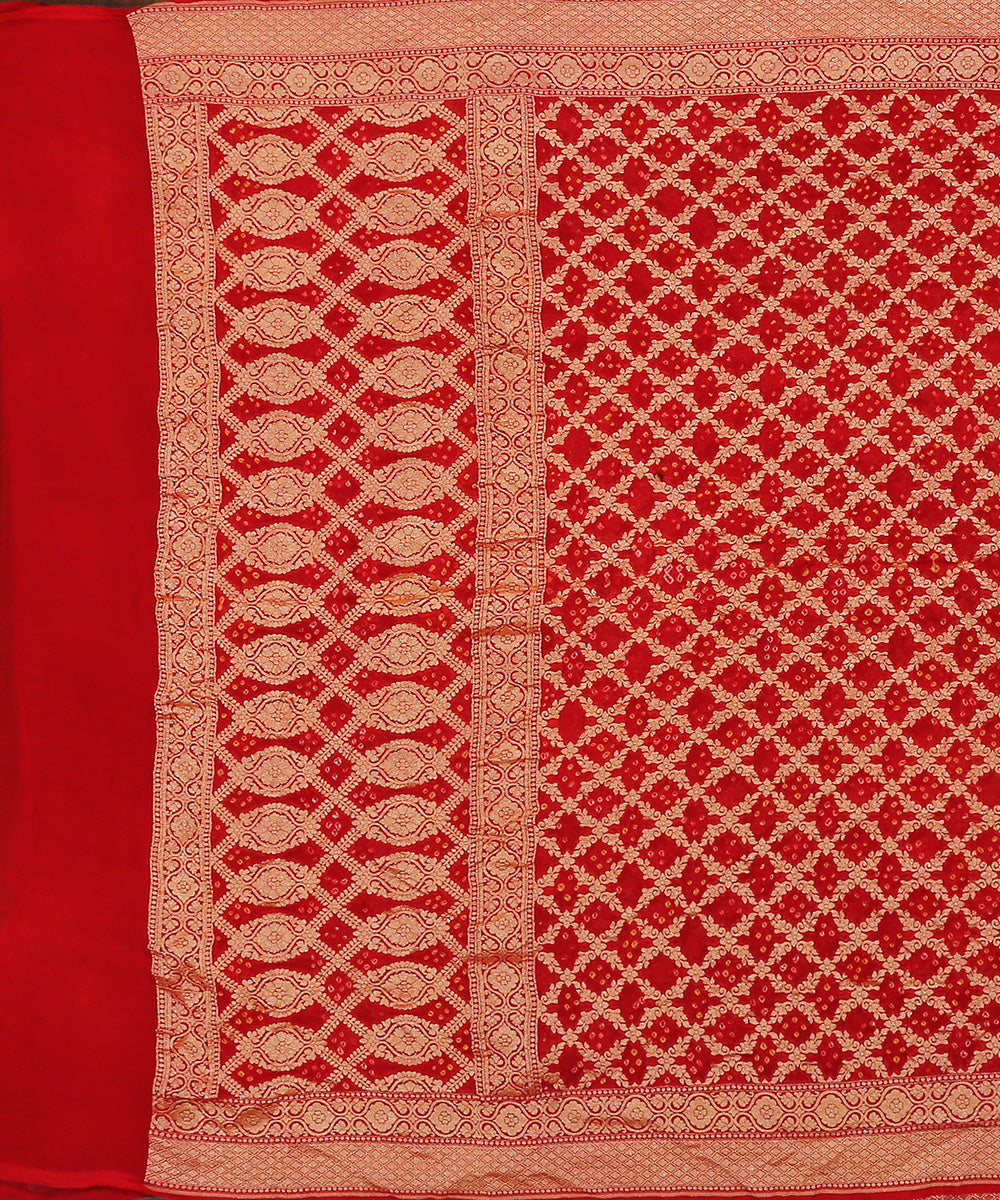 Dark_Red_Handloom_Pure_Georgette_Banarasi_Bandhej_Dupatta_With_All_Over_CutworK_Jaal_WeaverStory_02