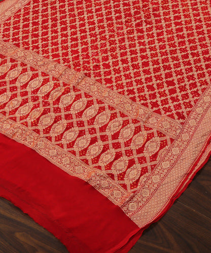 Dark_Red_Handloom_Pure_Georgette_Banarasi_Bandhej_Dupatta_With_All_Over_CutworK_Jaal_WeaverStory_03