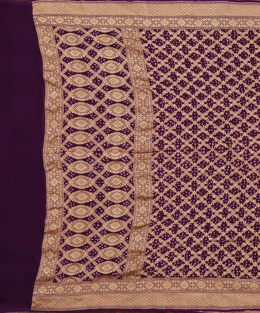 Purple_Handloom_Pure_Georgette_Banarasi_Bandhej_Dupatta_With_All_Over_Jaal_WeaverStory_02