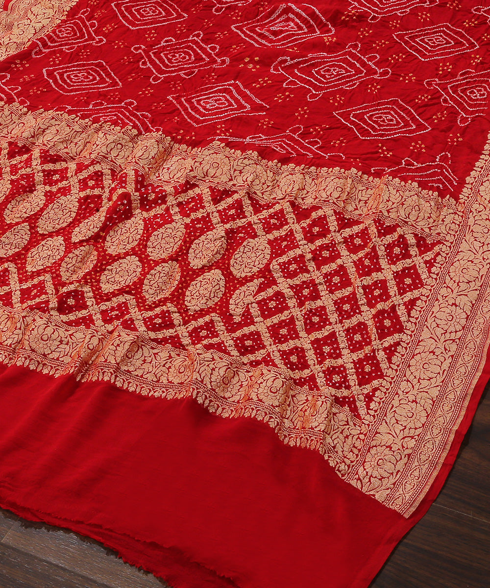 Handloom_Dark_Red_Pure_Georgette_Banarasi_Bandhej_Dupatta_With_Cutwork_Weave_WeaverStory_03