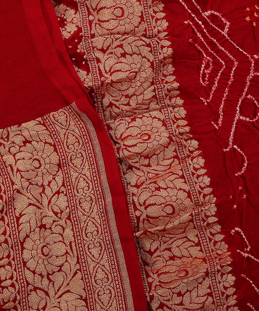 Handloom_Dark_Red_Pure_Georgette_Banarasi_Bandhej_Dupatta_With_Cutwork_Weave_WeaverStory_04