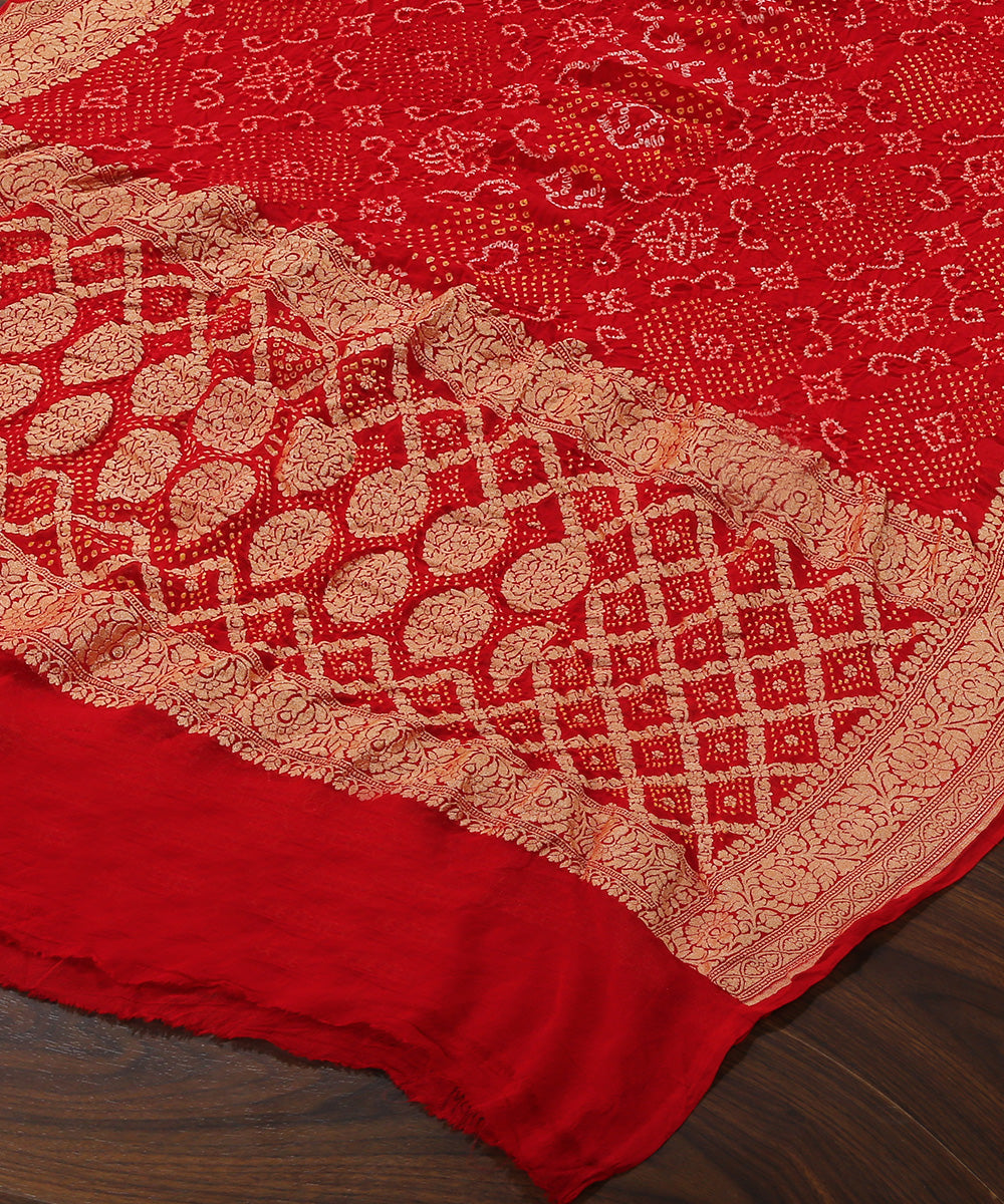 Dark_Red_Handloom_Pure_Georgette_Banarasi_Banadhej_Dupatta_With_Border_WeaverStory_03