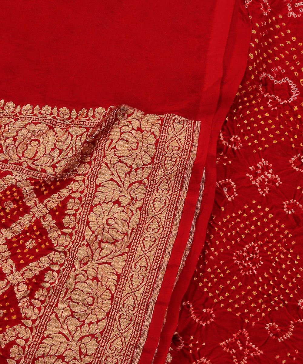 Dark_Red_Handloom_Pure_Georgette_Banarasi_Banadhej_Dupatta_With_Border_WeaverStory_04