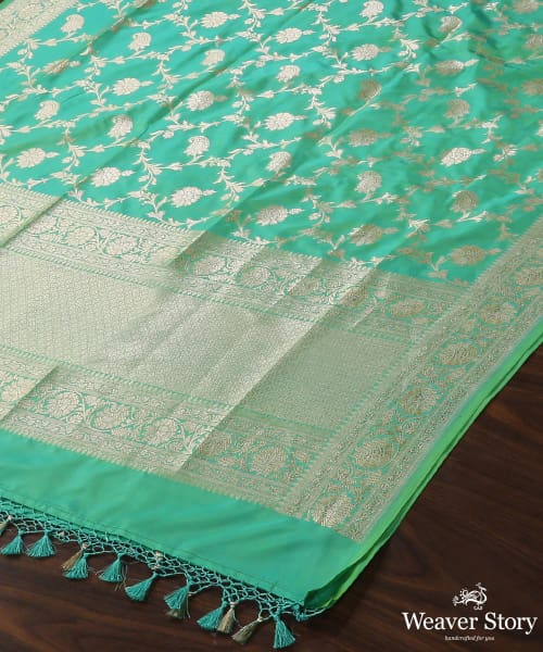 Handloom_Aqua_Green_Pure_Katan_Silk_Banarasi_Dupatta_With_Paisley_Jaal_WeaverStory_03