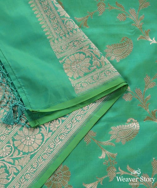 Handloom_Aqua_Green_Pure_Katan_Silk_Banarasi_Dupatta_With_Paisley_Jaal_WeaverStory_04