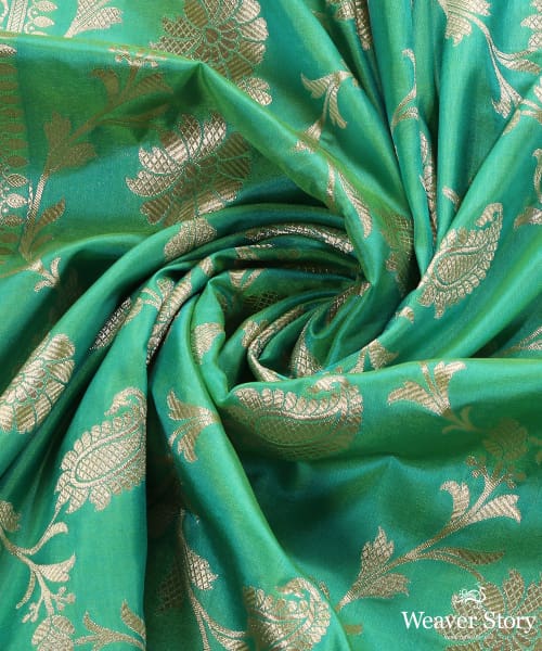 Handloom_Aqua_Green_Pure_Katan_Silk_Banarasi_Dupatta_With_Paisley_Jaal_WeaverStory_05