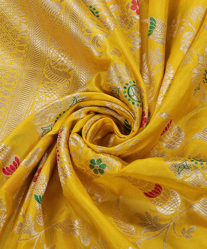 Handloom_Yellow_Pure_Katan_Silk_Banarasi_Dupatta_With_Meenakari_Jangla_WeaverStory_05