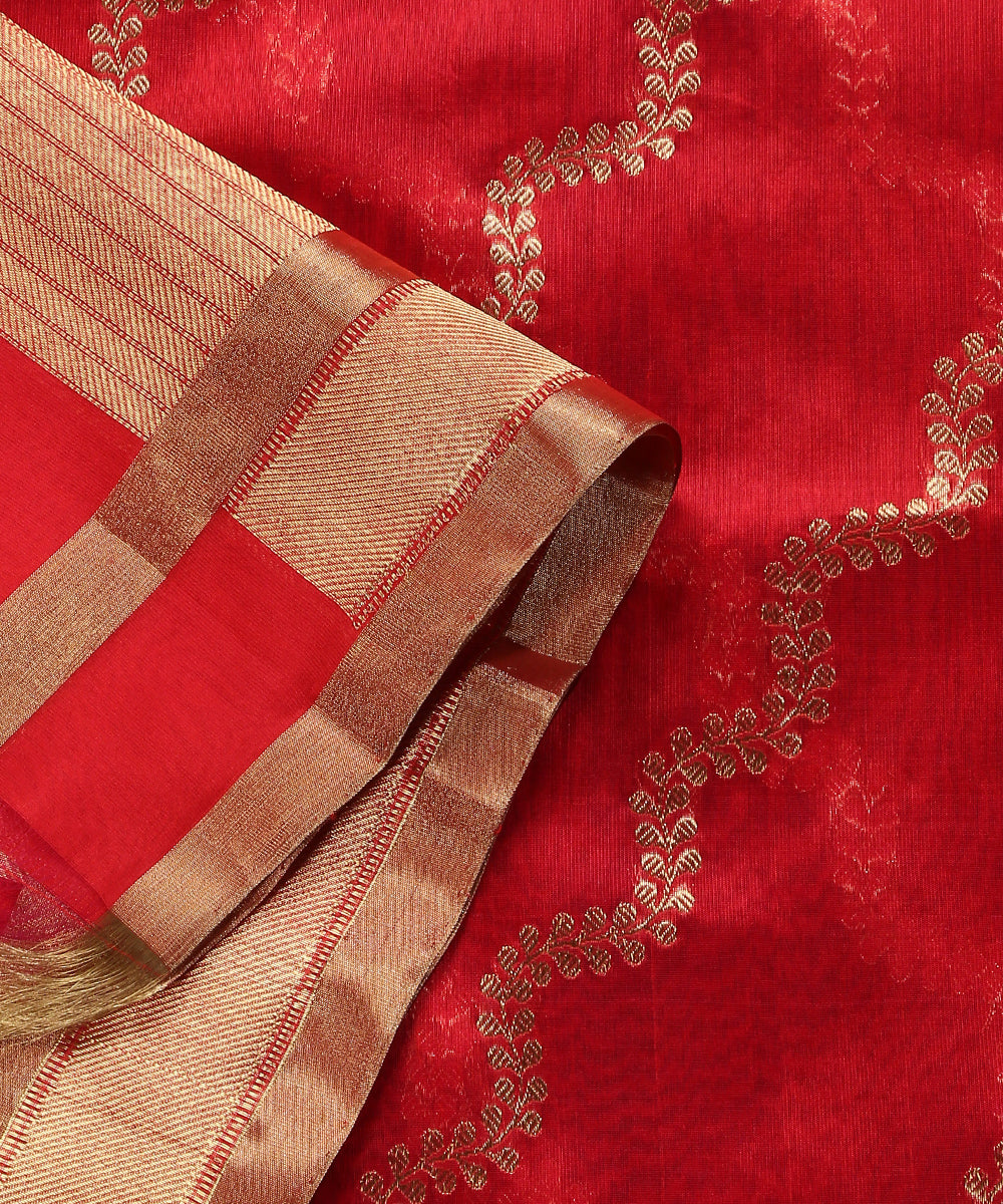 Handloom_Red_Double_Shade_Pure_Chanderi_Silk_Dupatta_With_Sona_Rupa_Jaal_WeaverStory_04