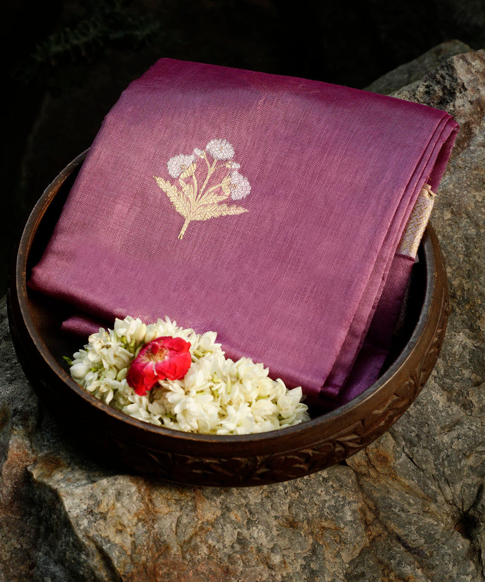 Mauve_Handloom_Pure_Chanderi_Silk_Dupatta_With_Three_Flower_Meena_Motifs_WeaverStory_01