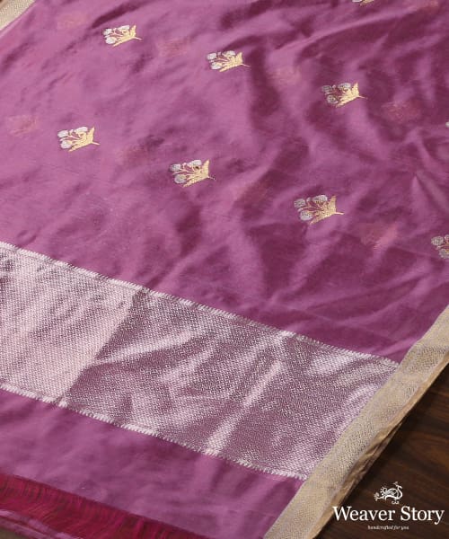 Mauve_Handloom_Pure_Chanderi_Silk_Dupatta_With_Three_Flower_Meena_Booti_WeaverStory_03