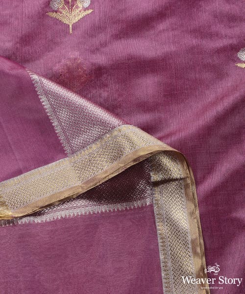 Mauve_Handloom_Pure_Chanderi_Silk_Dupatta_With_Three_Flower_Meena_Booti_WeaverStory_04