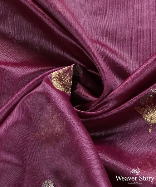 Mauve_Handloom_Pure_Chanderi_Silk_Dupatta_With_Three_Flower_Meena_Booti_WeaverStory_05