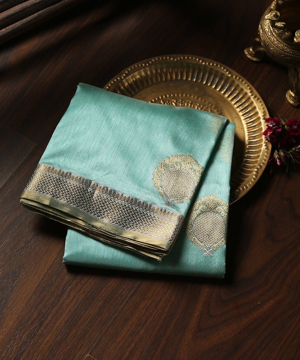Sky_Blue_Handloom_Pure_Chanderi_Silk_Dupatta_With_Lotus_And_Anar_Motifs_WeaverStory_01