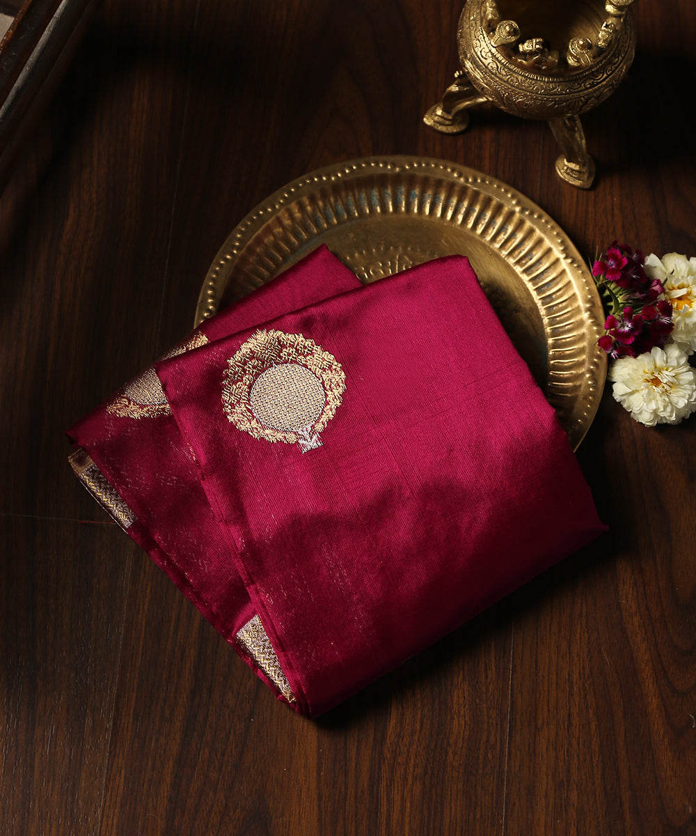 Handloom_Purple_Pure_Chanderi_Silk_Dupatta_With_Lotus_And_Anar_Motifs_WeaverStory_01