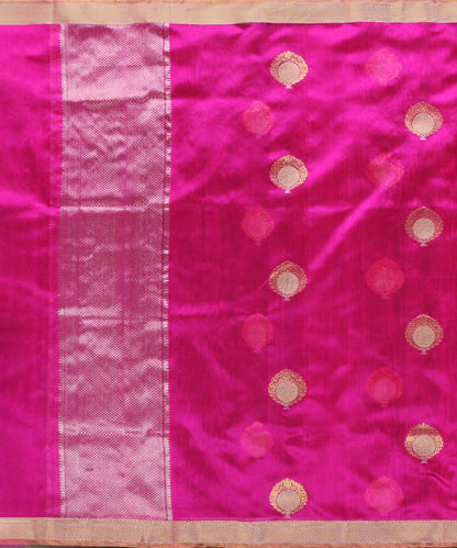 Rani_Pink_Handloom_Pure_Chanderi_Silk_Dupatta_With_Lotus_And_Anar_Motifs_WeaverStory_02