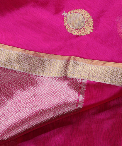 Rani_Pink_Handloom_Pure_Chanderi_Silk_Dupatta_With_Lotus_And_Anar_Motifs_WeaverStory_04