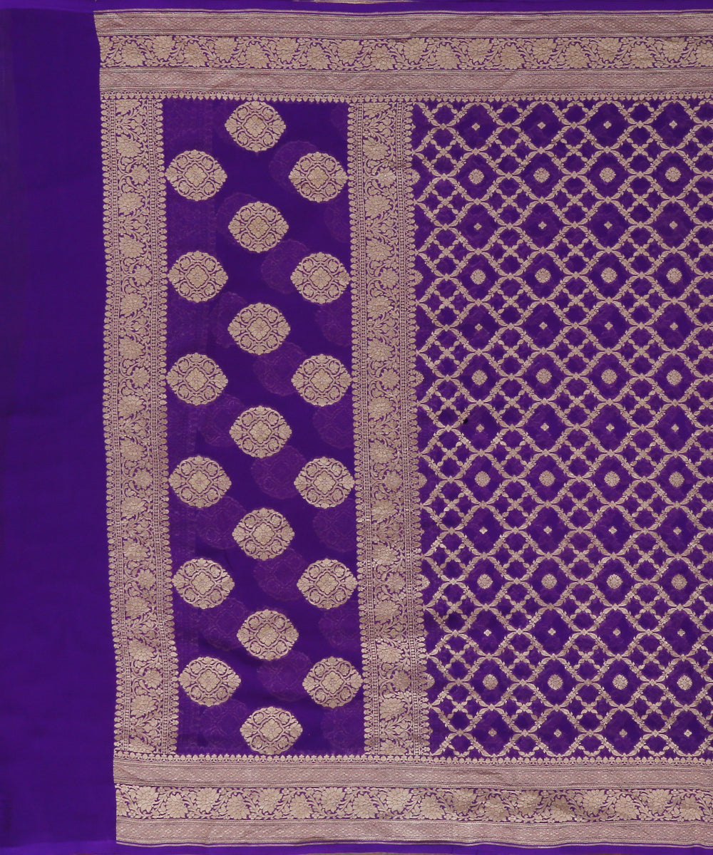 Violet_Handloom_Pure_Georgette_Banarasi_Bandhej_Dupatta_With_Zari_Border_WeaverStory_02