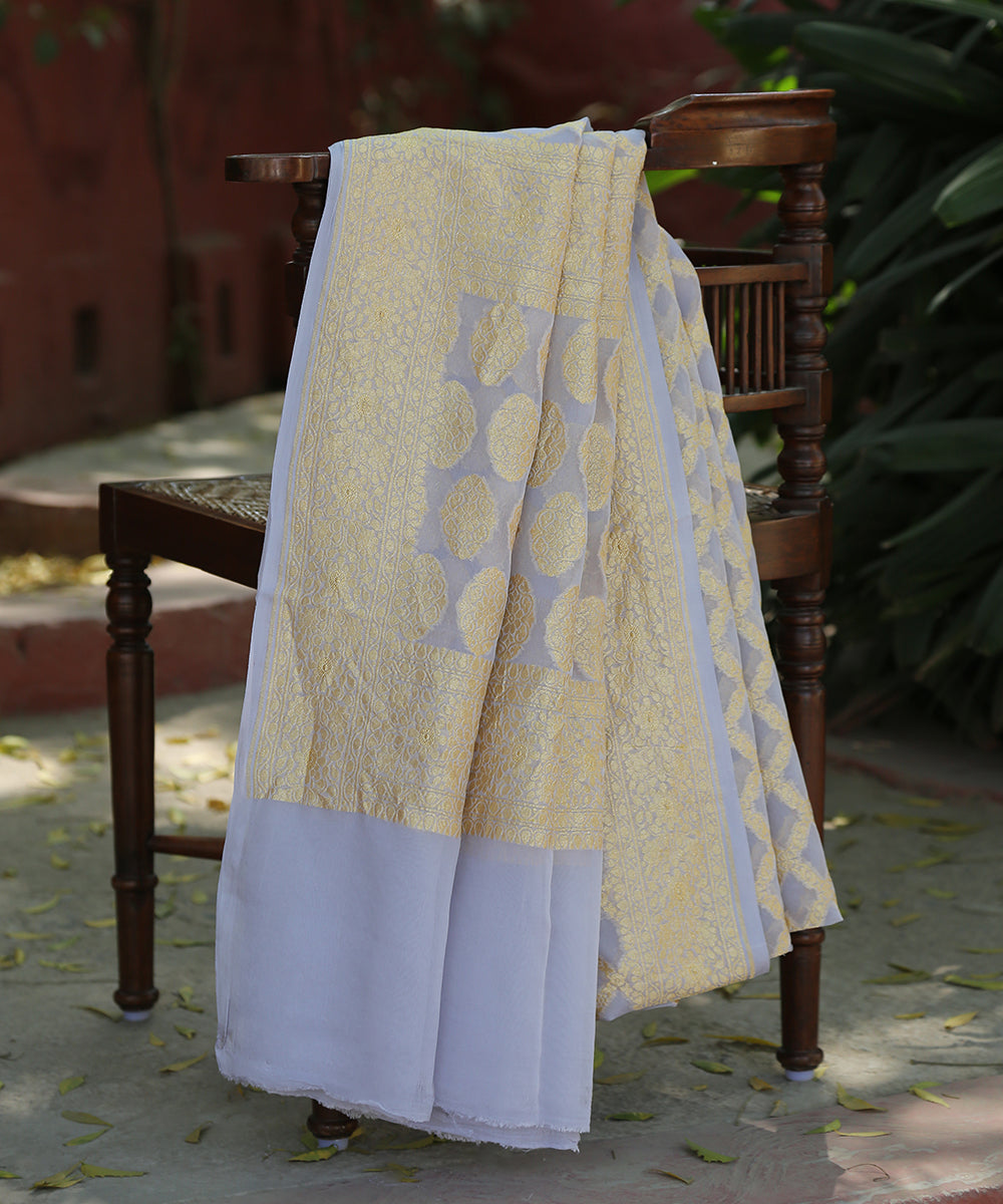 Handloom_Dust_Grey_Pure_Georgette_Banarasi_Bandhej_Dupatta_With_Cutwork_Jaal_WeaverStory_01