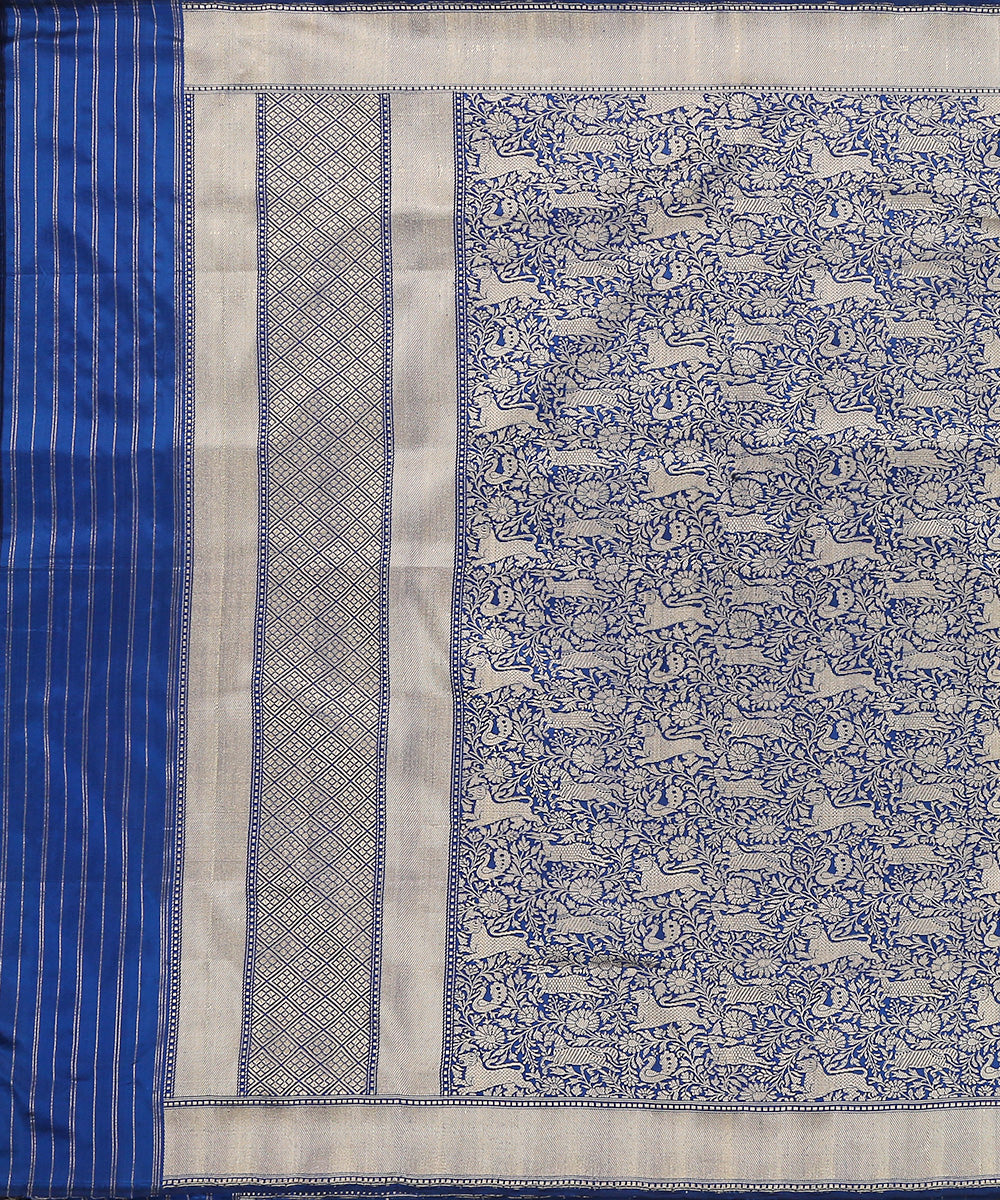 Cobalt_Blue_Handloom_Pure_Katan_Silk_Kimkhab_Shikargah_Banarasi_Dupatta_WeaverStory_02