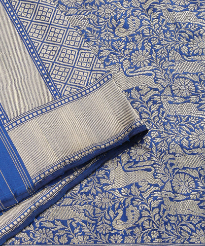 Cobalt_Blue_Handloom_Pure_Katan_Silk_Kimkhab_Shikargah_Banarasi_Dupatta_WeaverStory_04