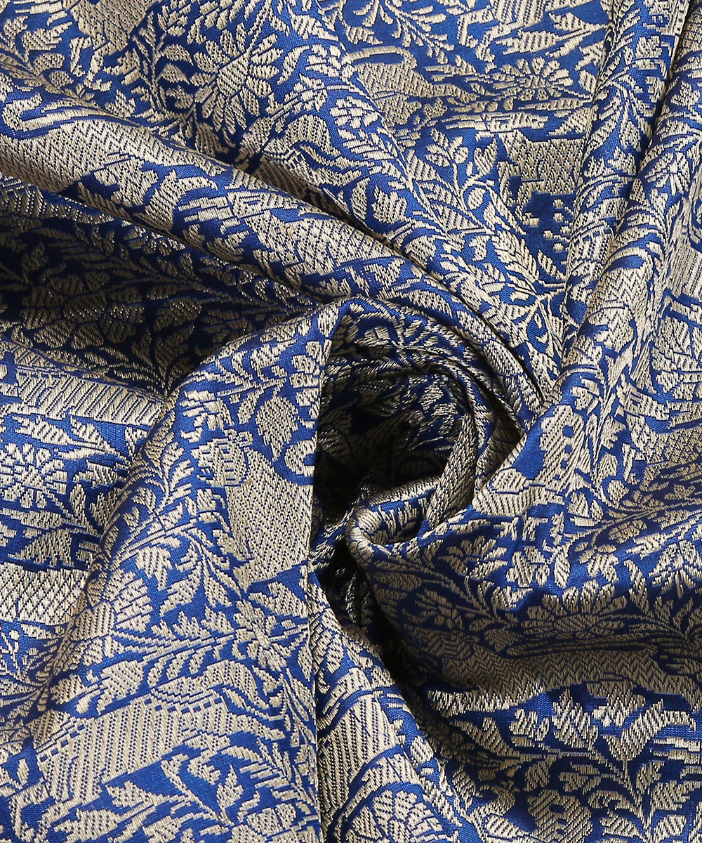 Cobalt_Blue_Handloom_Pure_Katan_Silk_Kimkhab_Shikargah_Banarasi_Dupatta_WeaverStory_05