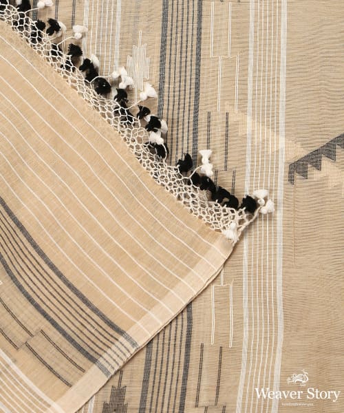 Beige_Handloom_Pure_Malmal_Dhakai_Jamdani_Dupatta_WeaverStory_04