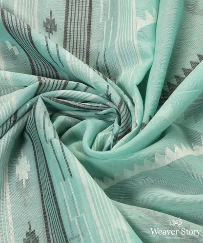 Green_Handloom_Pure_Malmal_Dhakai_Jamdani_Dupatta_WeaverStory_05