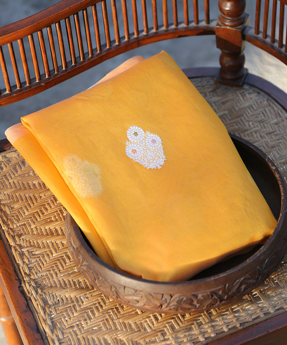 Mustard_Handloom_Pure_Kora_Silk_Banarasi_Dupatta_With_Gold_And_Meena_Kadhwa_Booti_WeaverStory_01