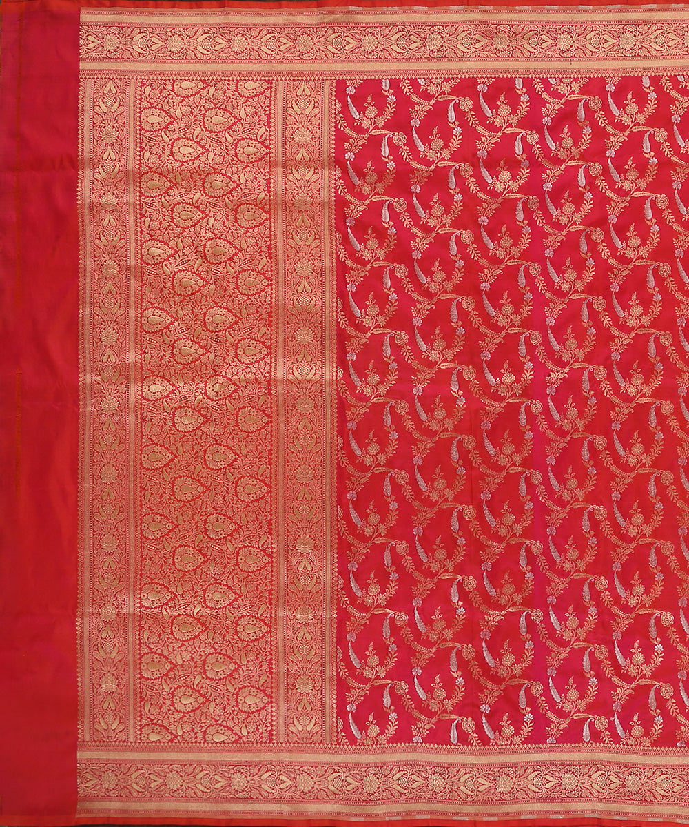 Hot_Pink_Double_Shade_Handloom_Pure_Katan_Silk_Banarasi_Dupatta_With_All_Over_Sona_Rupa_Jaal_WeaverStory_02