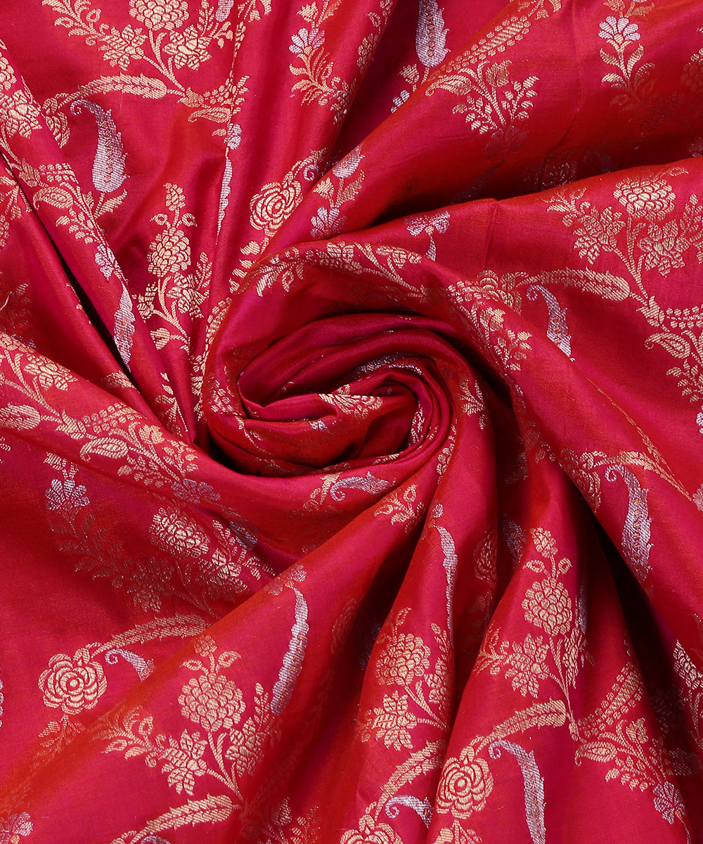 Hot_Pink_Double_Shade_Handloom_Pure_Katan_Silk_Banarasi_Dupatta_With_All_Over_Sona_Rupa_Jaal_WeaverStory_05