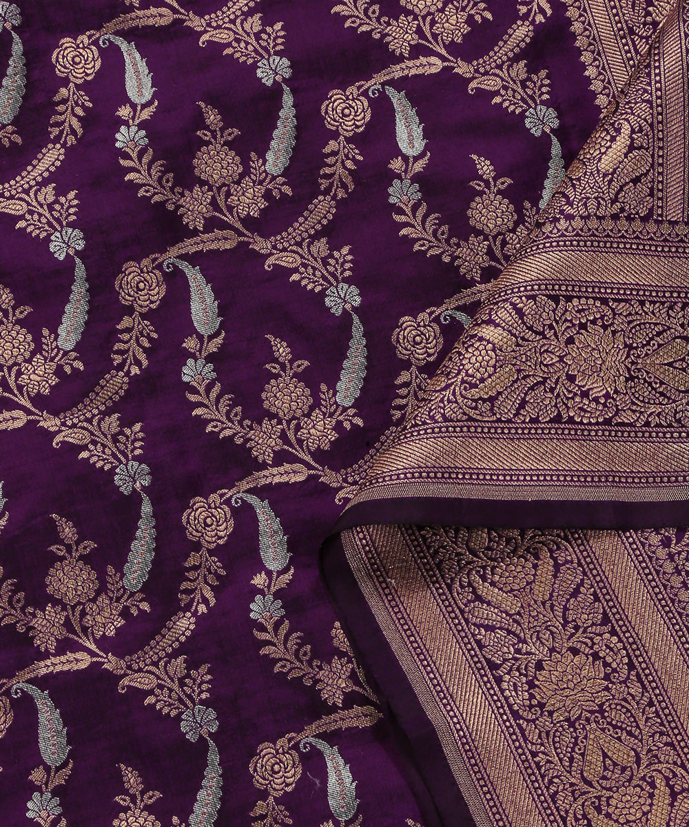 Handloom_Dark_Purple_Pure_Katan_Silk_Banarasi_Dupatta_With_All_Over_Sona_Rupa_Jaal_WeaverStory_04