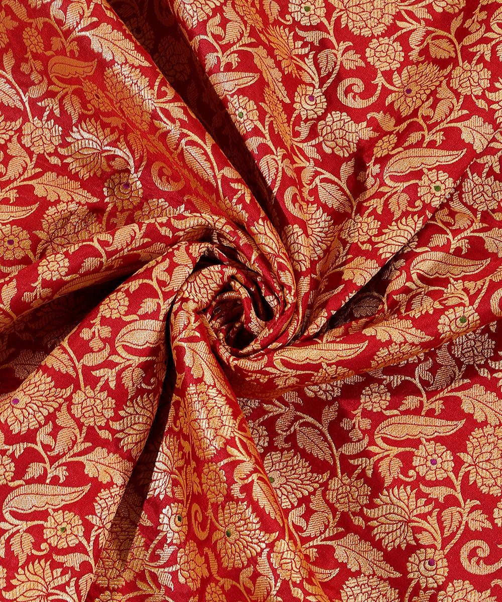 Handloom_Red_Pure_Katan_Silk_Kimkhab_Banarasi_Dupatta_With_Meenakari_WeaverStory_05